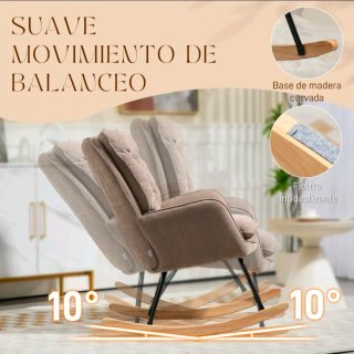 Silla mecedora con patas de madera de haya, marrón