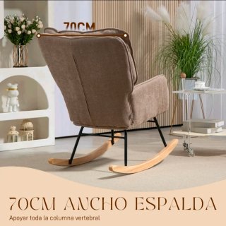 Silla mecedora con patas de madera de haya, marrón