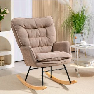 Silla mecedora con patas de madera de haya, marrón