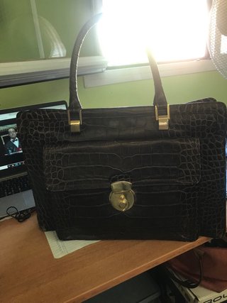 Bolso Uterque Piel Marrón Cocodrilo