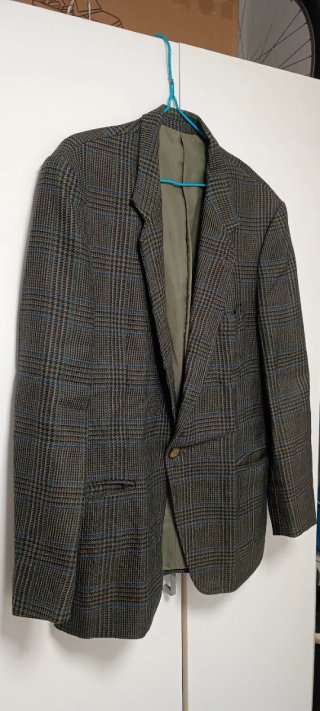 Chaqueta de cuadros marrón y azul