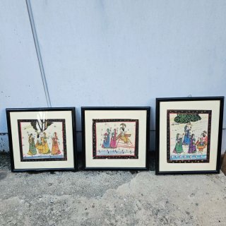 Set 3 Quadretti Pittura Indiana