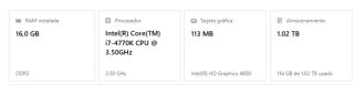 Ordenador Sobremesa Intel i7 16GB RAM 1TB
