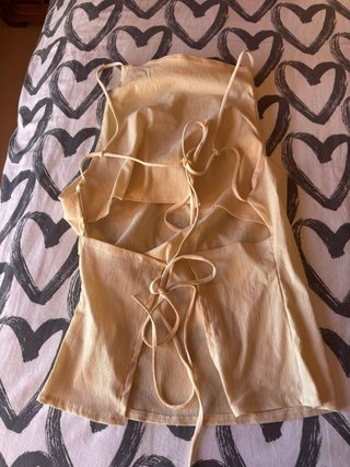 Zara Top Espalda Descubierta Amarillo Talla XS