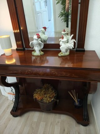Mueble recibidor madera nogal con espejo