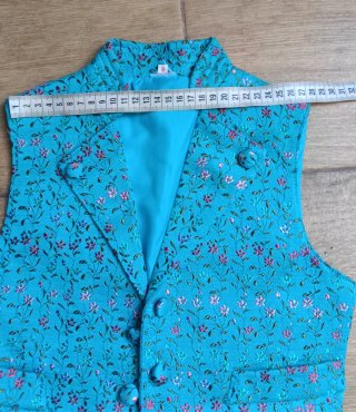 Chaleco fallero floral azul y rosa talla 8