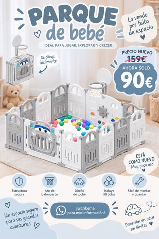 Parque de bebé plegable con aro