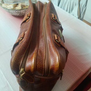 Borsa vintage Boldrini in pelle marrone da viaggio