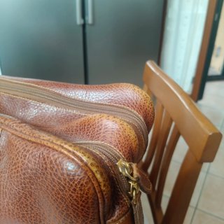Borsa vintage Boldrini in pelle marrone da viaggio