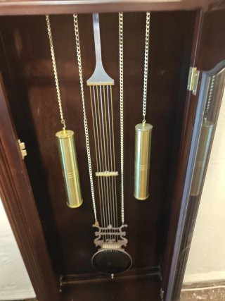 Reloj de pie antiguo madera y cristal