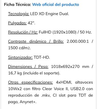 Televisor LG 42 Negro