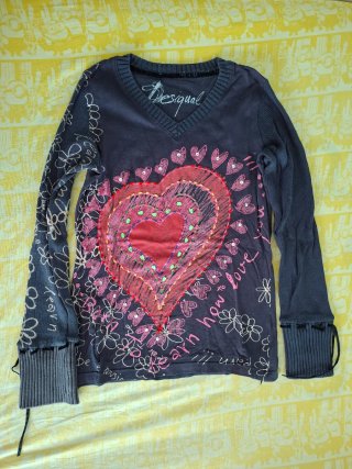 Jersey Desigual Corazón Rosa Negro