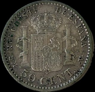 Moneda 50 céntimos 1904 Alfonso XIII Plata