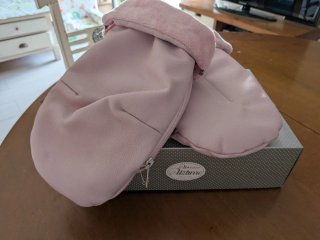 Bolso y manoplas para carrito color rosa