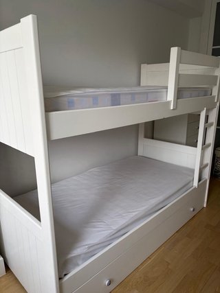 Litera blanca madera con cama nido