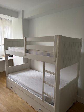 Litera blanca madera con cama nido