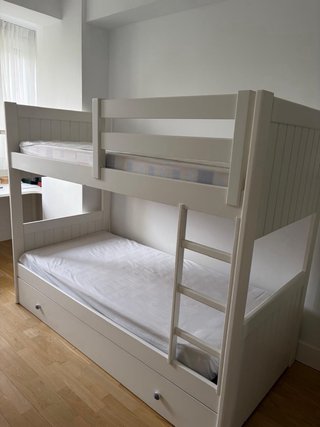 Litera blanca madera con cama nido