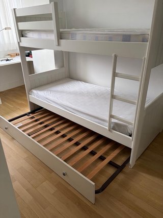 Litera blanca madera con cama nido