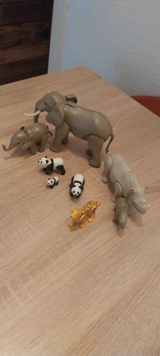 Playmobil,lote,animales,elefante,panda,rinoceronte
