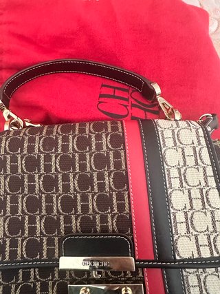 Bolso Carolina Herrera Original Marrón y Rojo