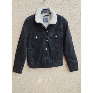 Cazadora denim negra borreguito Talla S Giacca