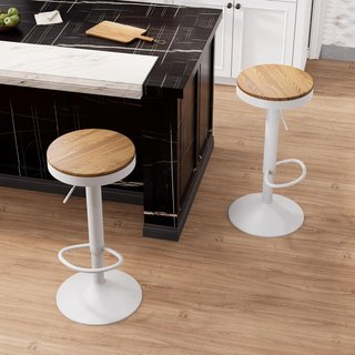 Pack 2 taburete alto YOUNIKE madera blancos 360º