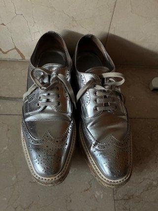 Zapatos Prada Plataforma Brogue Oxford. Metalizado