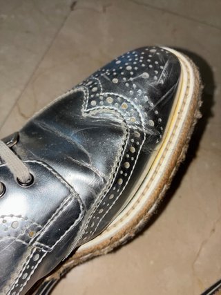 Zapatos Prada Plataforma Brogue Oxford. Metalizado