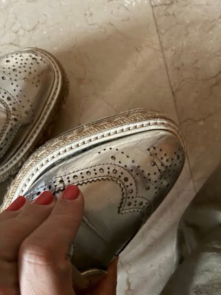 Zapatos Prada Plataforma Brogue Oxford. Metalizado