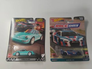 Hot Wheels Premium Porsche 964 y Audi R8 LMS