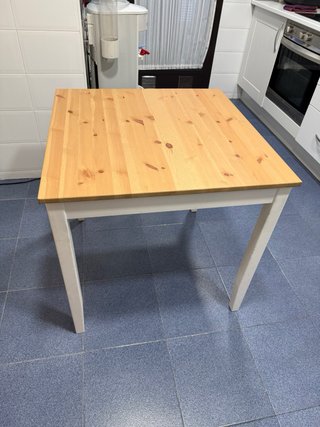 Mesa Comedor IKEA Madera Blanca y Pino 74x74 cm