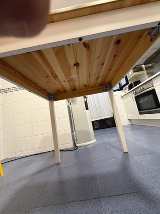 Mesa Comedor IKEA Madera Blanca y Pino 74x74 cm