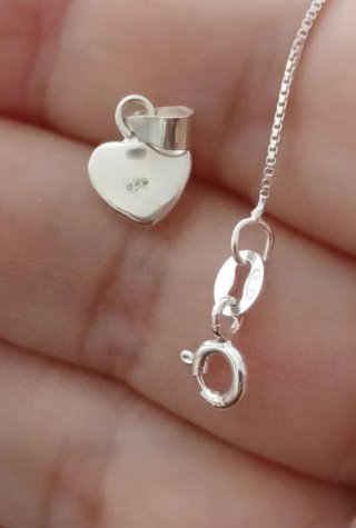 Corazón Nácar con cadena 40 cm Plata  De Ley