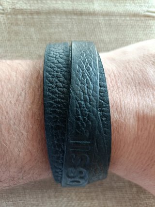 Pulsera Cuero Fossil Vintage Negra