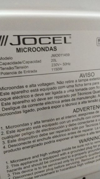 Microondas Jocel Blanco 20L