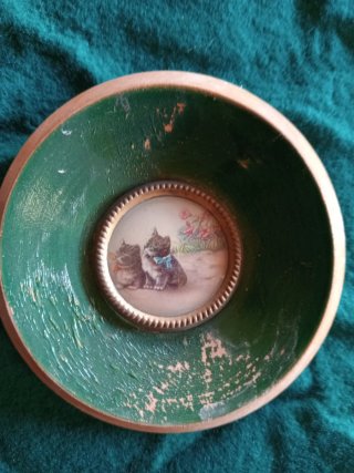 Cuadro antiguo gatitos miniatura