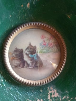 Cuadro antiguo gatitos miniatura