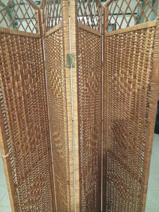 Biombo separador mimbre 4 paneles