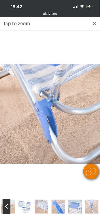 Silla Playa Plegable Azul y Blanca