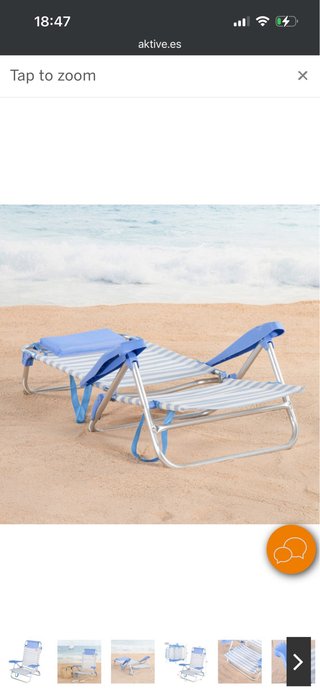 Silla Playa Plegable Azul y Blanca