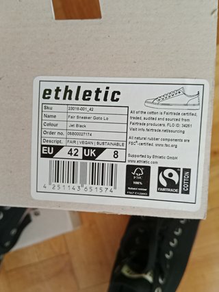 Zapatillas Ethletic veganas negras talla 42