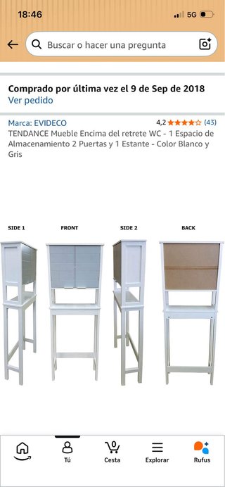 Mueble Almacenamiento Baño Blanco y Gris