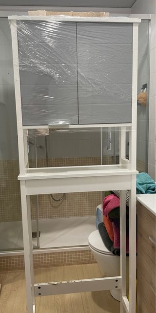 Mueble Almacenamiento Baño Blanco y Gris