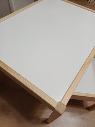 Mesa y silla infantil madera blanca