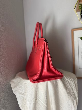 Bolso de piel Coral/Rojo Piel 30cm