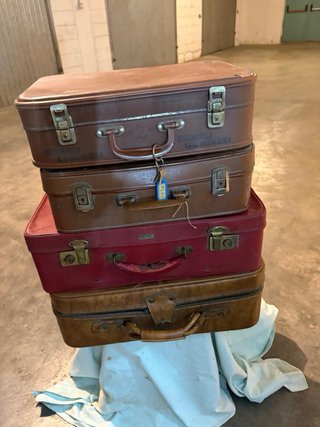 Set 4 valigie vintage marroni e rosse