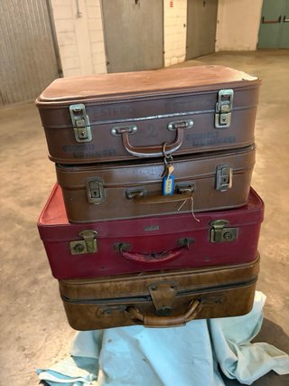 Set 4 valigie vintage marroni e rosse