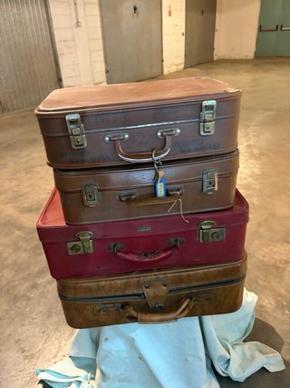 Set 4 valigie vintage marroni e rosse