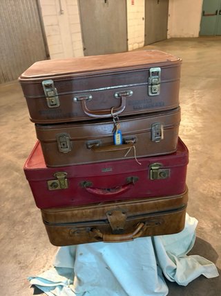 Set 4 valigie vintage marroni e rosse