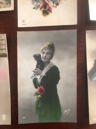 Lote 6 Postales Antiguas Románticas Mujeres